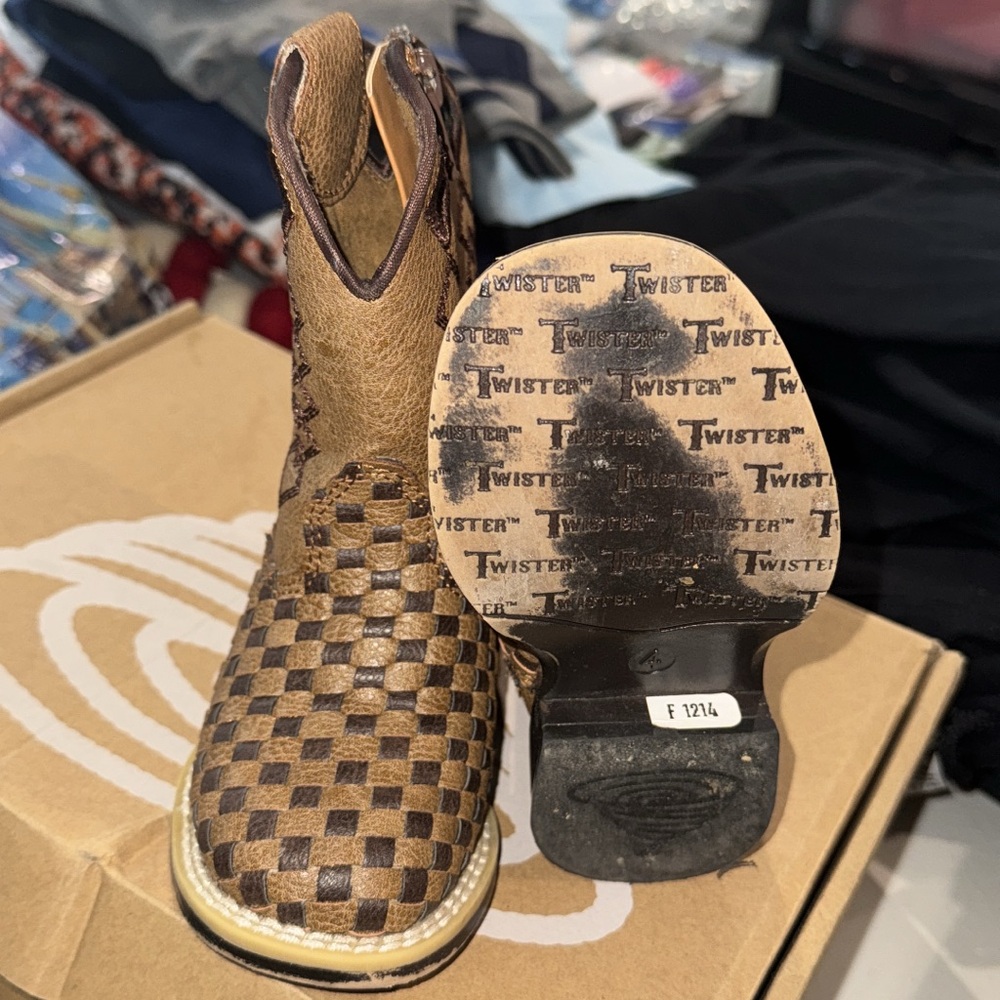 Twister Kids Brown Checkered Boots